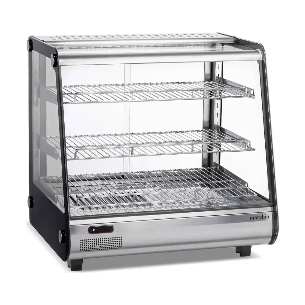 Marchia 27" Stainless Steel Heated Countertop Display Case, 110-120V