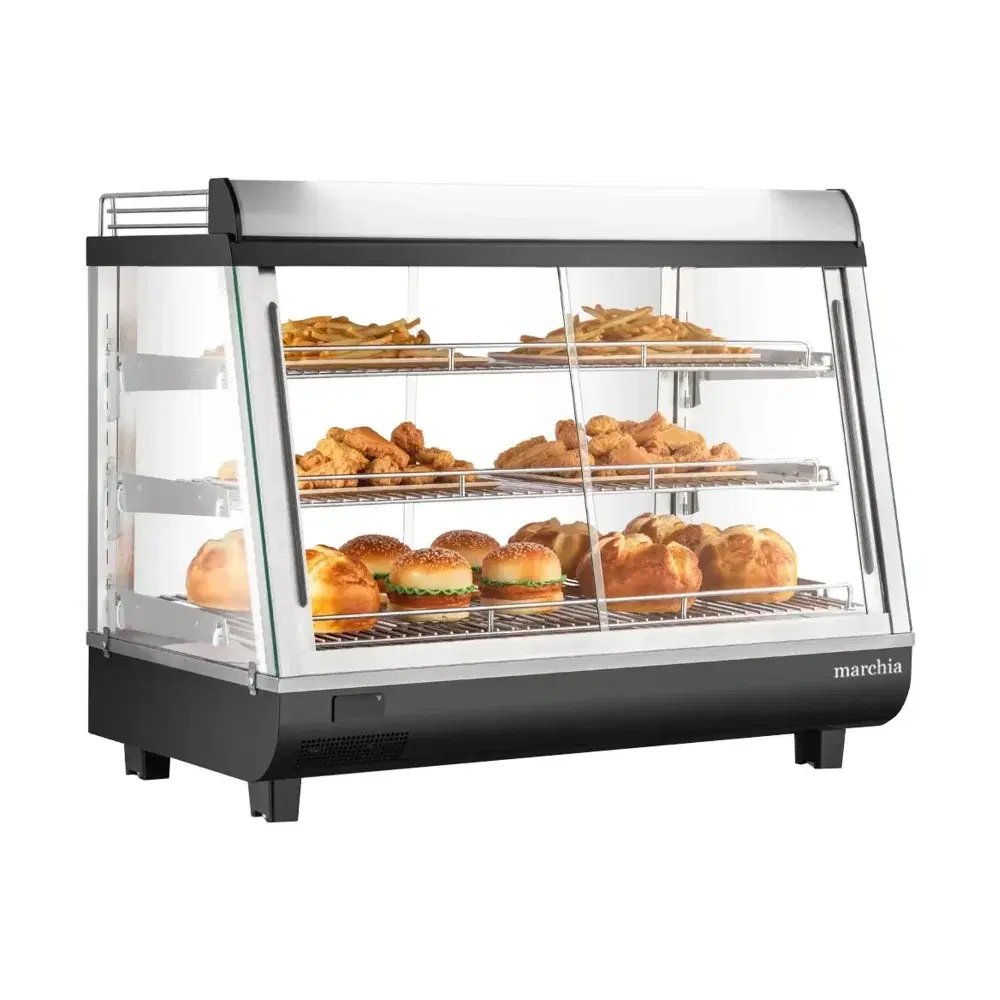 Marchia 34" Heated Countertop Display, Black, Dual Access, 120V, 1 Year Warranty