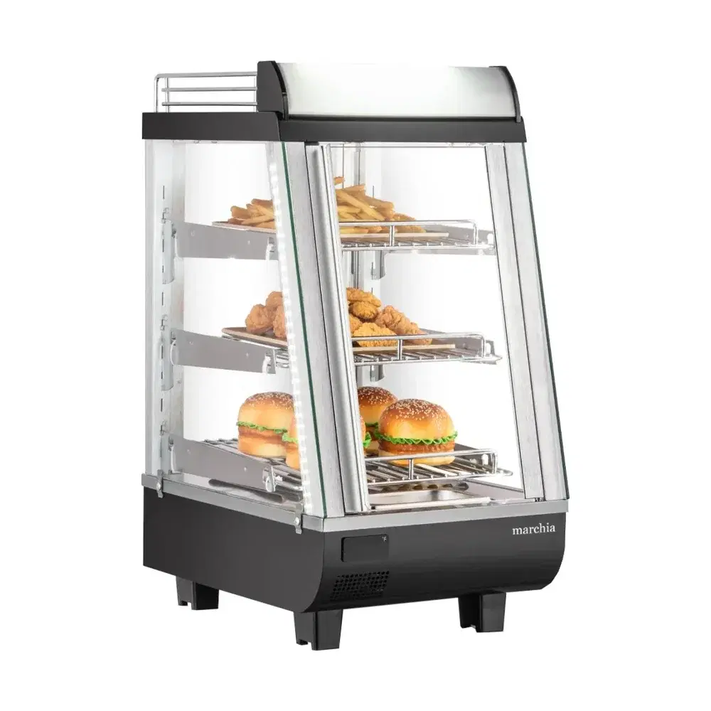 Marchia 14" Heated Countertop Display, Black, Dual Access, 120V, 1 Year Warranty