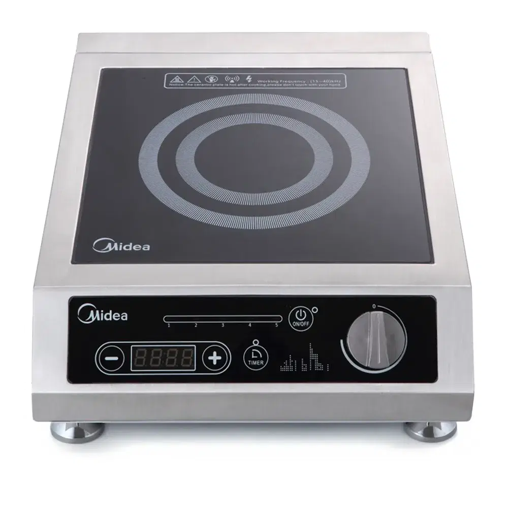 Midea MIC1800F 14.2" Countertop Induction Cooktop with Thermostatic Controls, Stainless Steel, 1800W