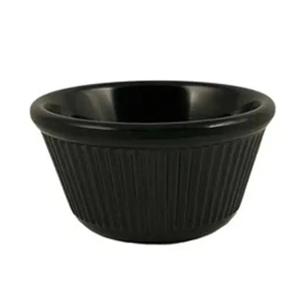 Thunder Group ML532BL1 4 oz Fluted Melamine Ramekin, Black
