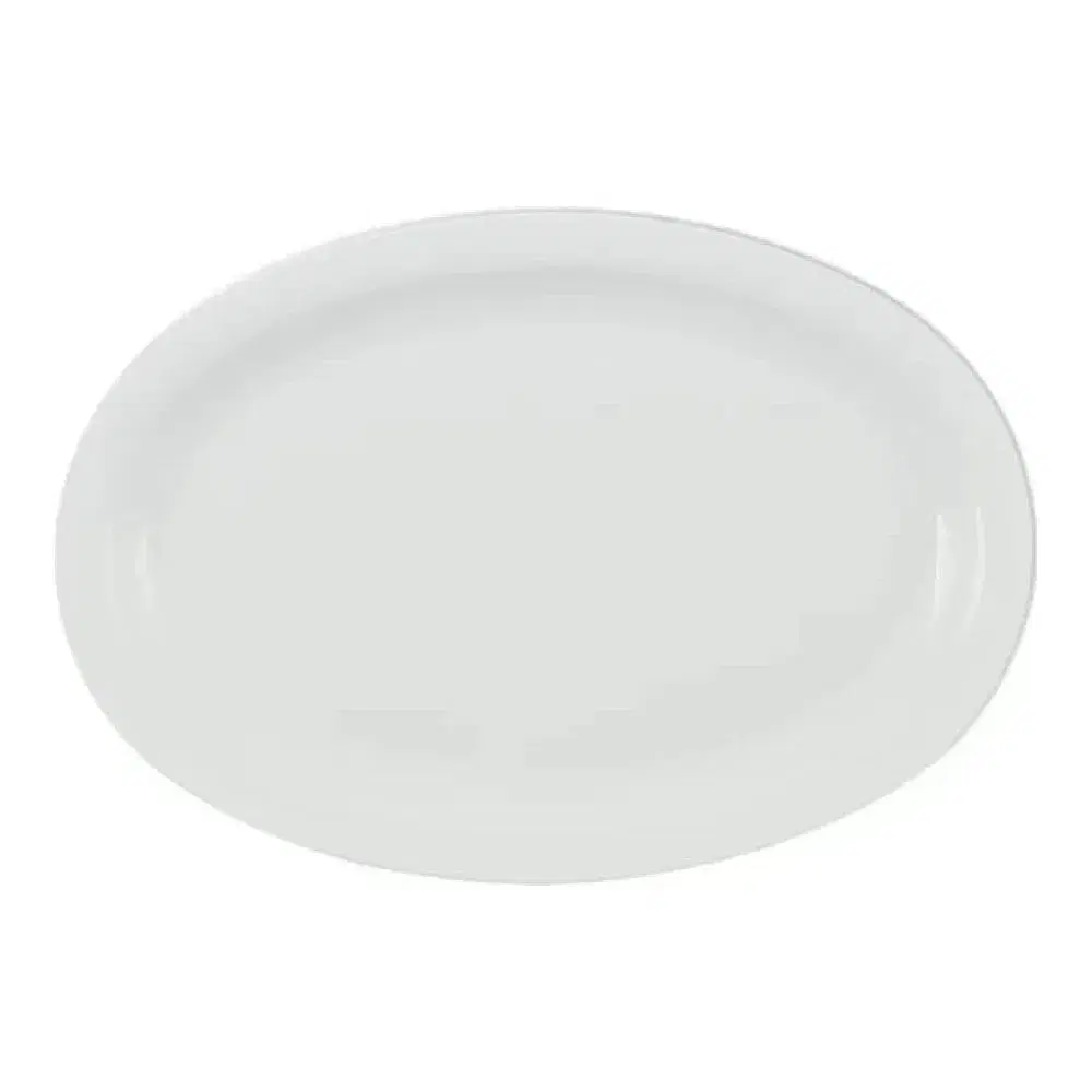 Thunder Group NS512W Melamine Narrow Rim Platter, Nustone White, 11-1/2" x 8"