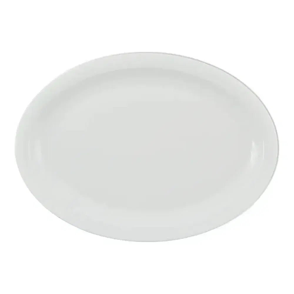 Thunder Group NS515W Melamine Narrow Rim Platter, Nustone White, 13-1/4" x 9-5/8"