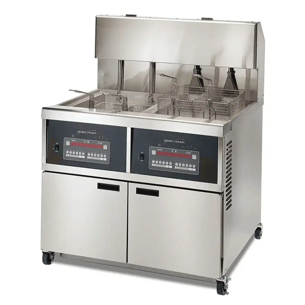 Henny Penny OFG-342 44" Natural Gas Fryer, (2) 90 lb Vat, Computron 8000 Controls, 240,000 BTU