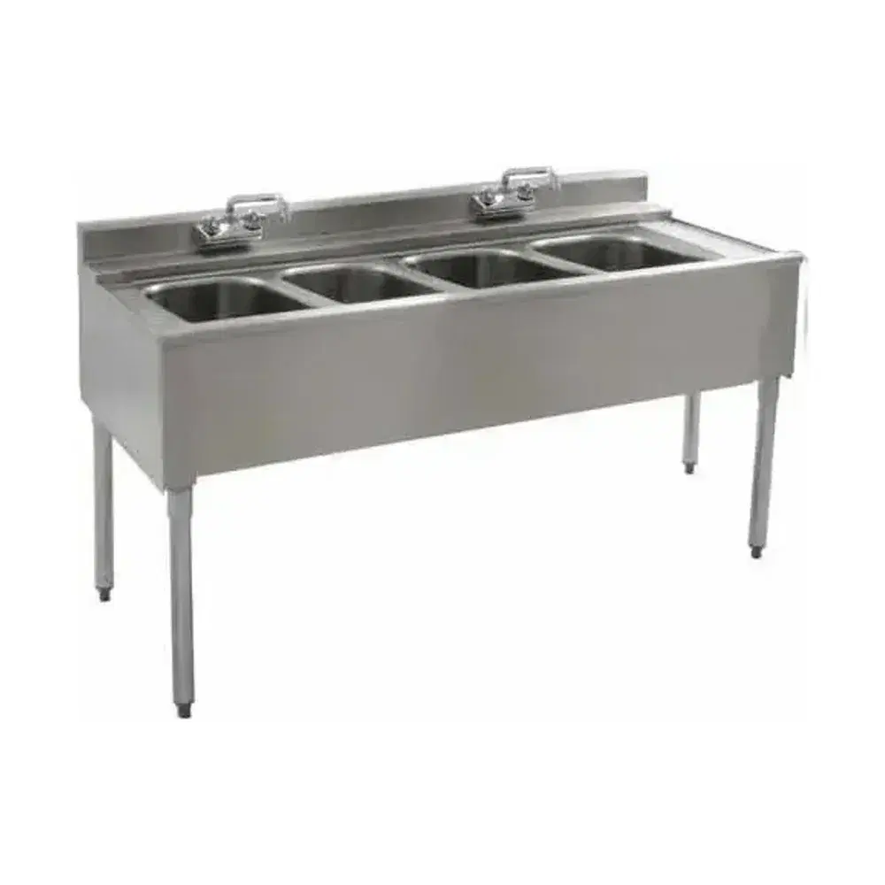 Prepline 77" Three Compartment Commercial Sink, 24" x 24" Bowls, Stainless Steel