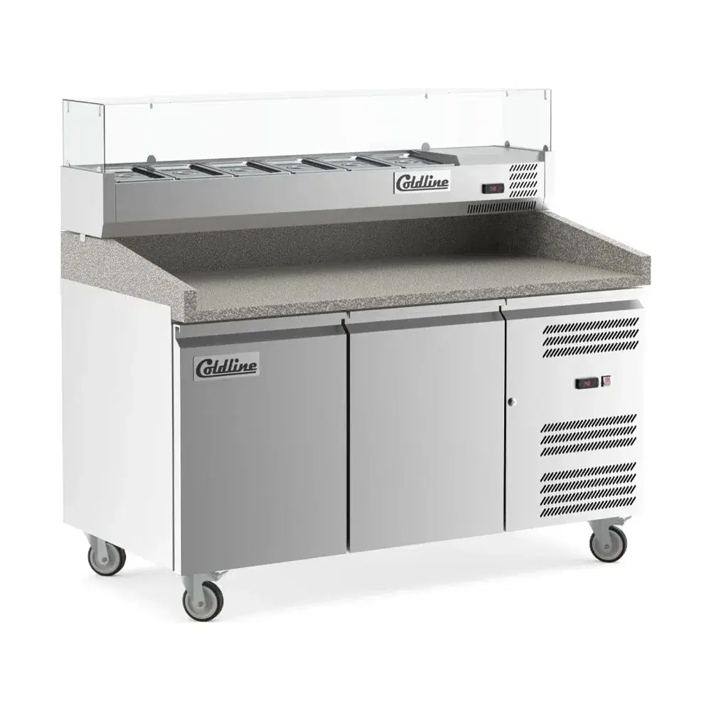 Coldline 60" Pizza Prep Dough Retarder Table with Marble Top, Stainless Steel, 2 Door