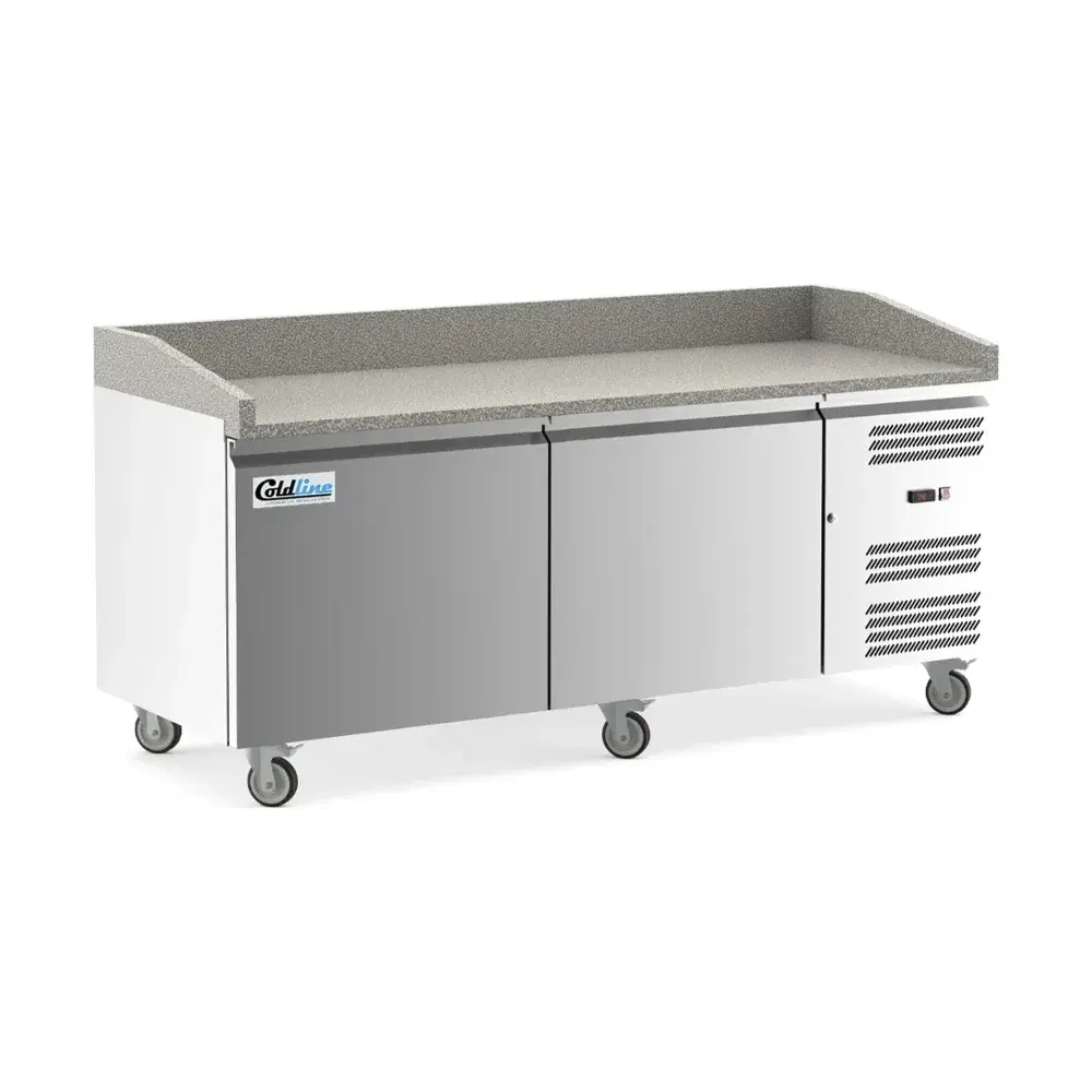 Coldline 80" Pizza Prep Dough Retarder Table with Marble Top, Stainless Steel, 2 Door