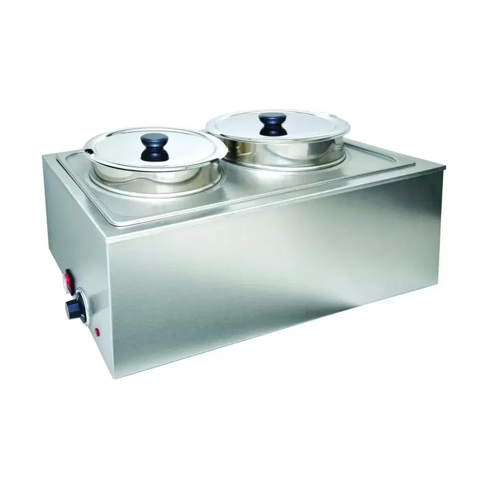 Prepline Full Size Electric Countertop Bain Marie Soup Warmer with 2 Inserts, 1200W, 110V