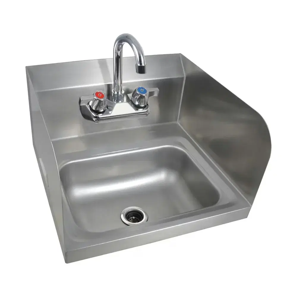 Prepline 16" Hand Sink with 2 Side Splash & Faucet, Wall Mounted