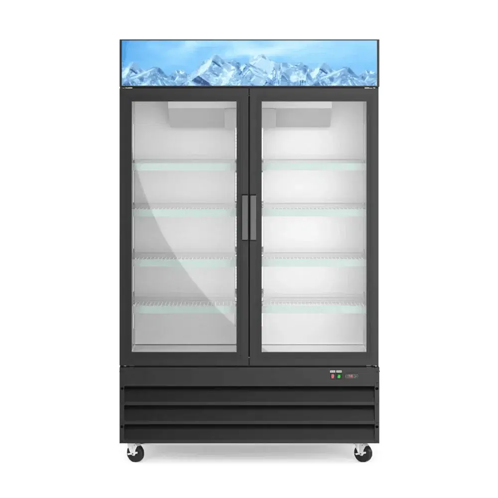 ProKitchen Series 53" Reach-In Merchandiser Refrigerator, 2 Glass Swing Doors, Black, 1 Year Warranty