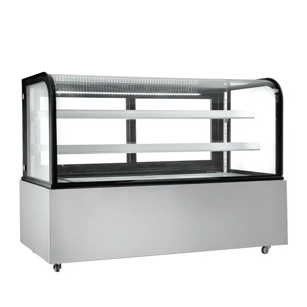 ProKitchen Series 72" Curved Glass Refrigerated Bakery Display Case, Stainless Steel, 110-120V