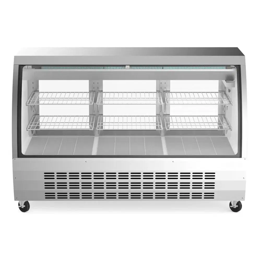 Coldline 64" Refrigerated Deli Case, Curved Glass, Stainless Steel, 1 Year Warranty