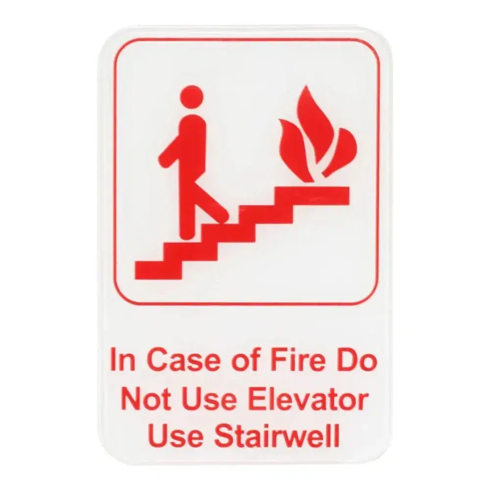 Thunder Group PLIS6904RD 6" x 9" x 1/8" Acrylonitrile Styrene Information Sign with Symbol "In Case of Fire Do Not Use"