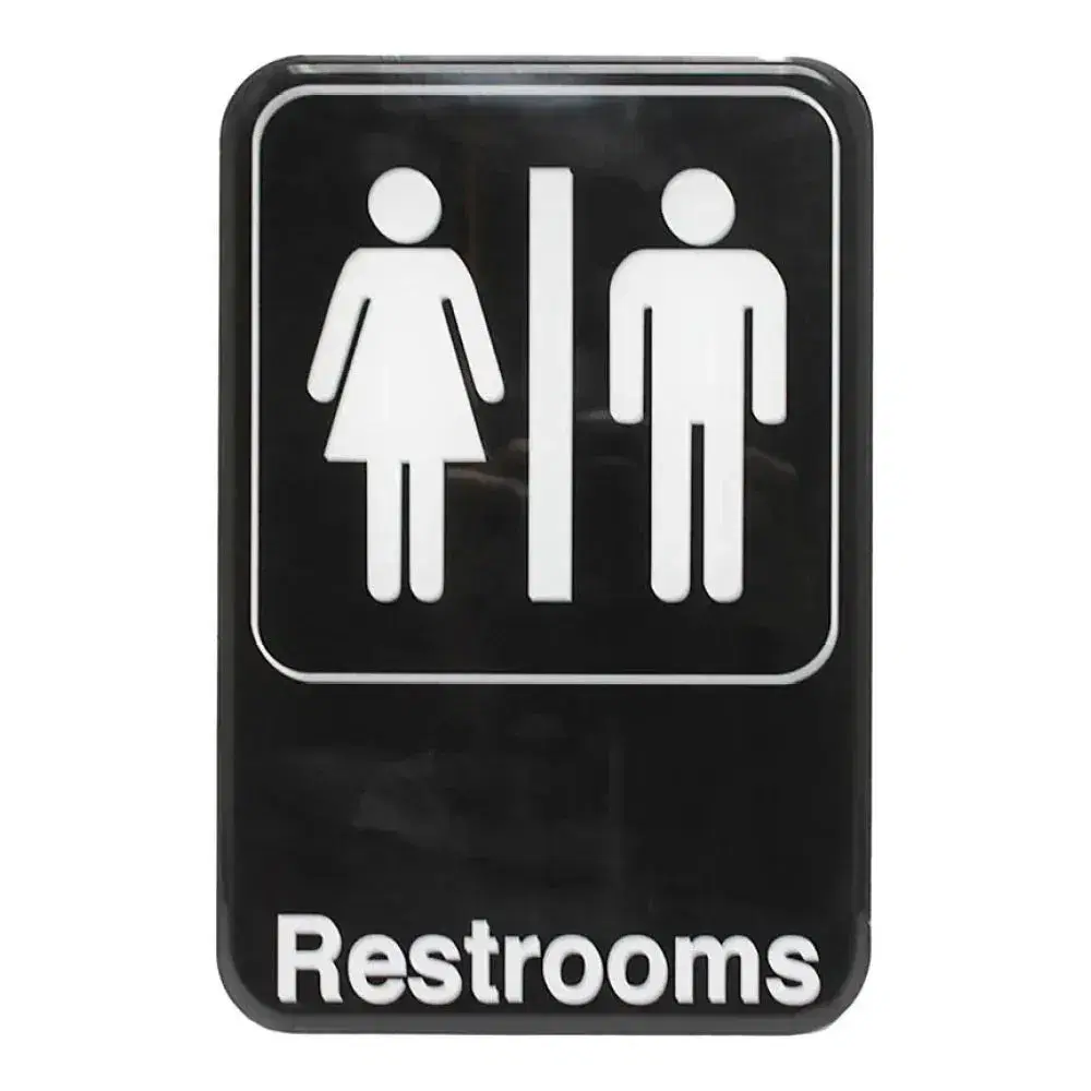 Thunder Group PLIS6908BK 6" x 9" x 1/8" Acrylonitrile Styrene Information Sign with Symbol "Restrooms"