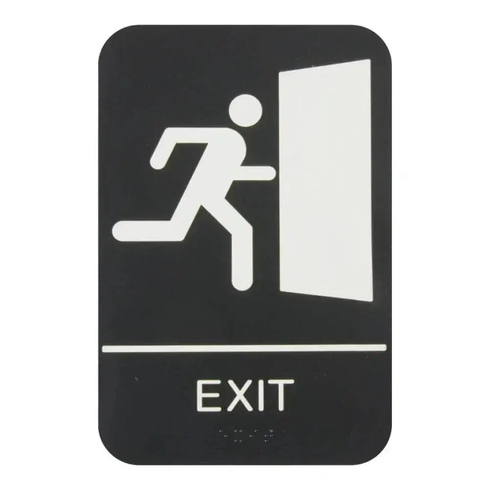 Thunder Group PLIS6956BK 6" x 9" x 1/8" Acrylonitrile Styrene Information Sign with Braille "Exit"
