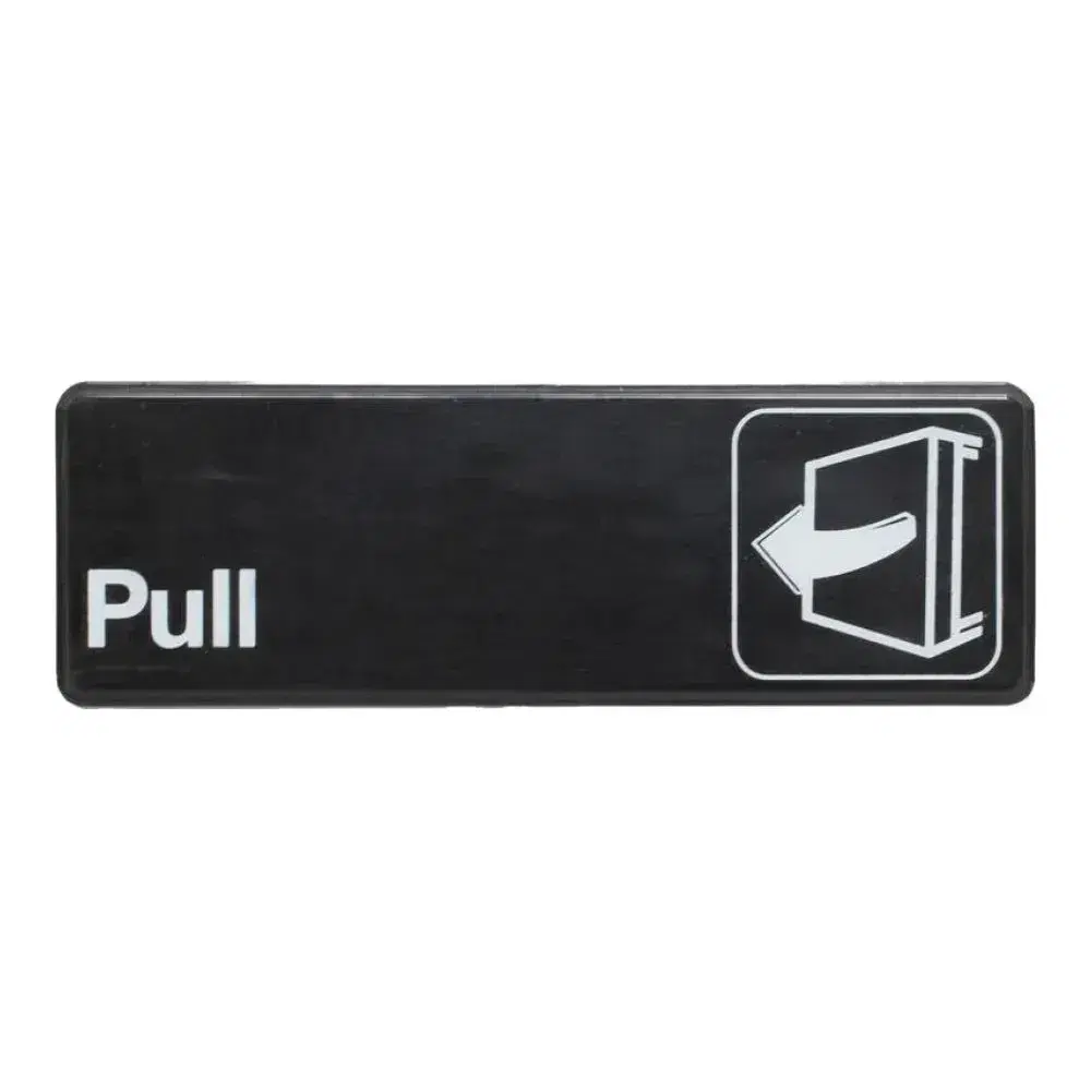 Thunder Group PLIS9302BK 9" x 3" x 1/8" Acrylonitrile Styrene Information Sign with Symbol "Pull"