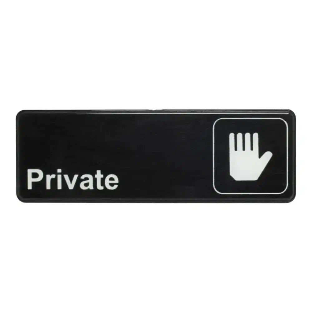 Thunder Group PLIS9303BK 9" x 3" x 1/8" Acrylonitrile Styrene Information Sign with Symbol "Private"