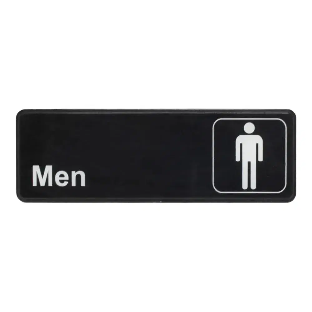 Thunder Group PLIS9313BK 9" x 3" x 1/8" Acrylonitrile Styrene Information Sign with Symbol "Men"