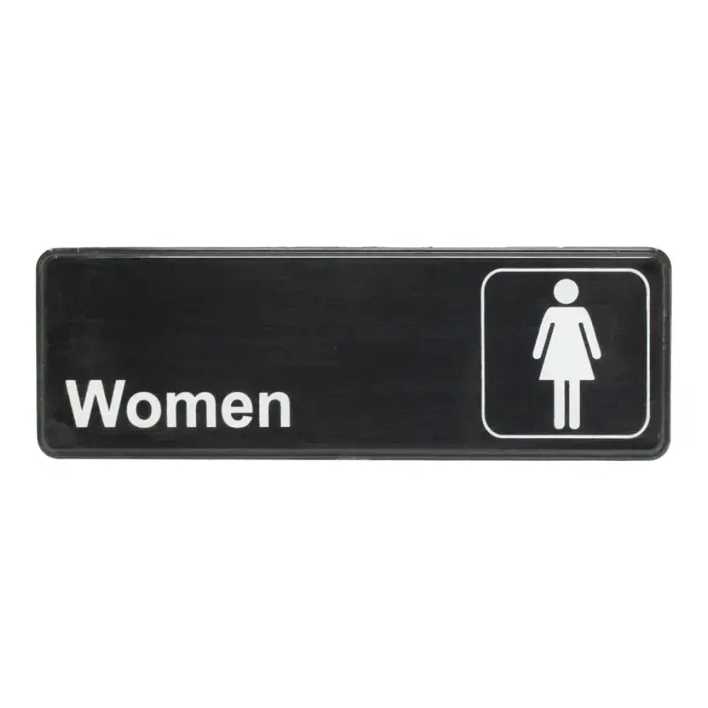 Thunder Group PLIS9314BK 9" x 3" x 1/8" Acrylonitrile Styrene Information Sign with Symbol "Women"