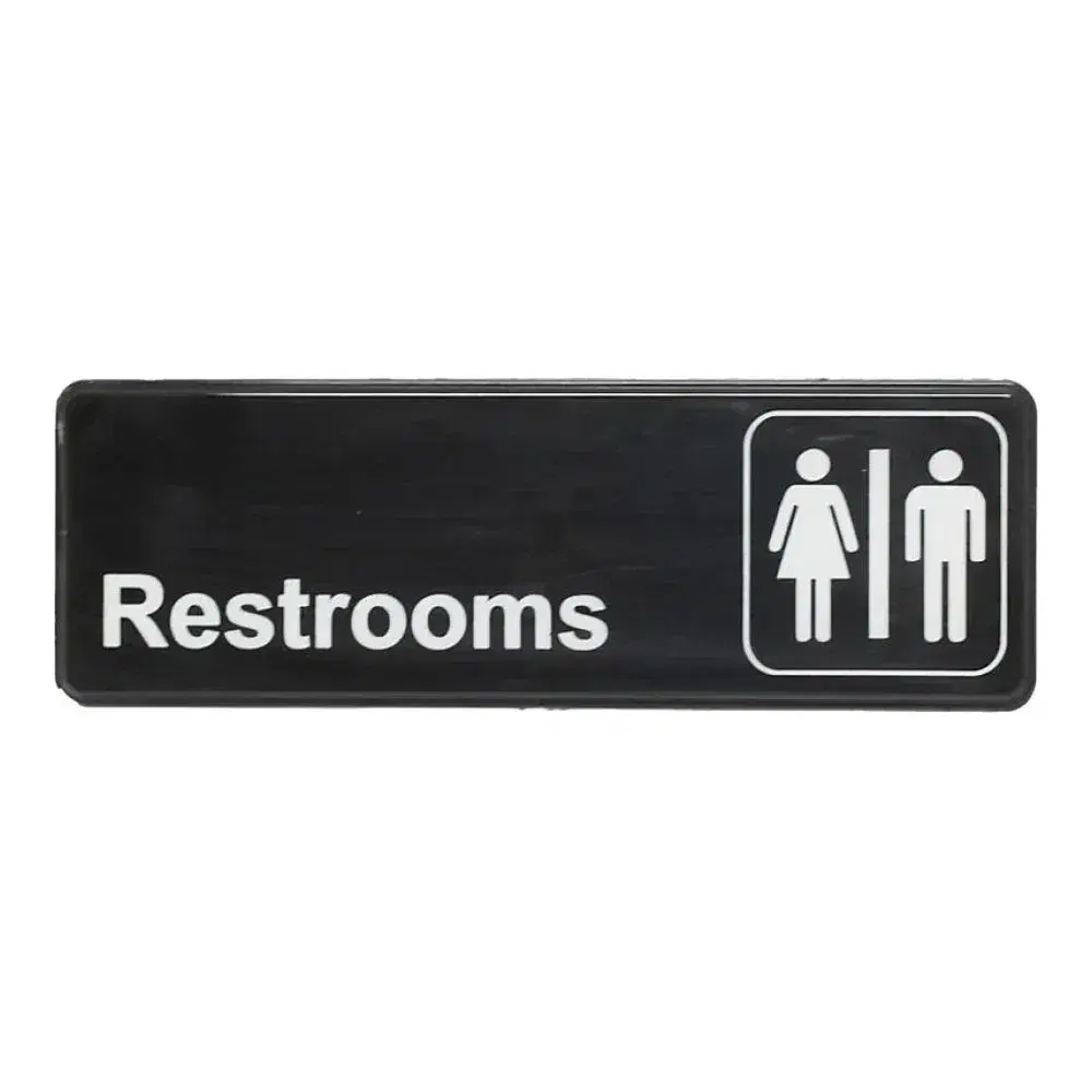 Thunder Group PLIS9315BK 9" x 3" x 1/8" Acrylonitrile Styrene Information Sign with Symbol "Restrooms"