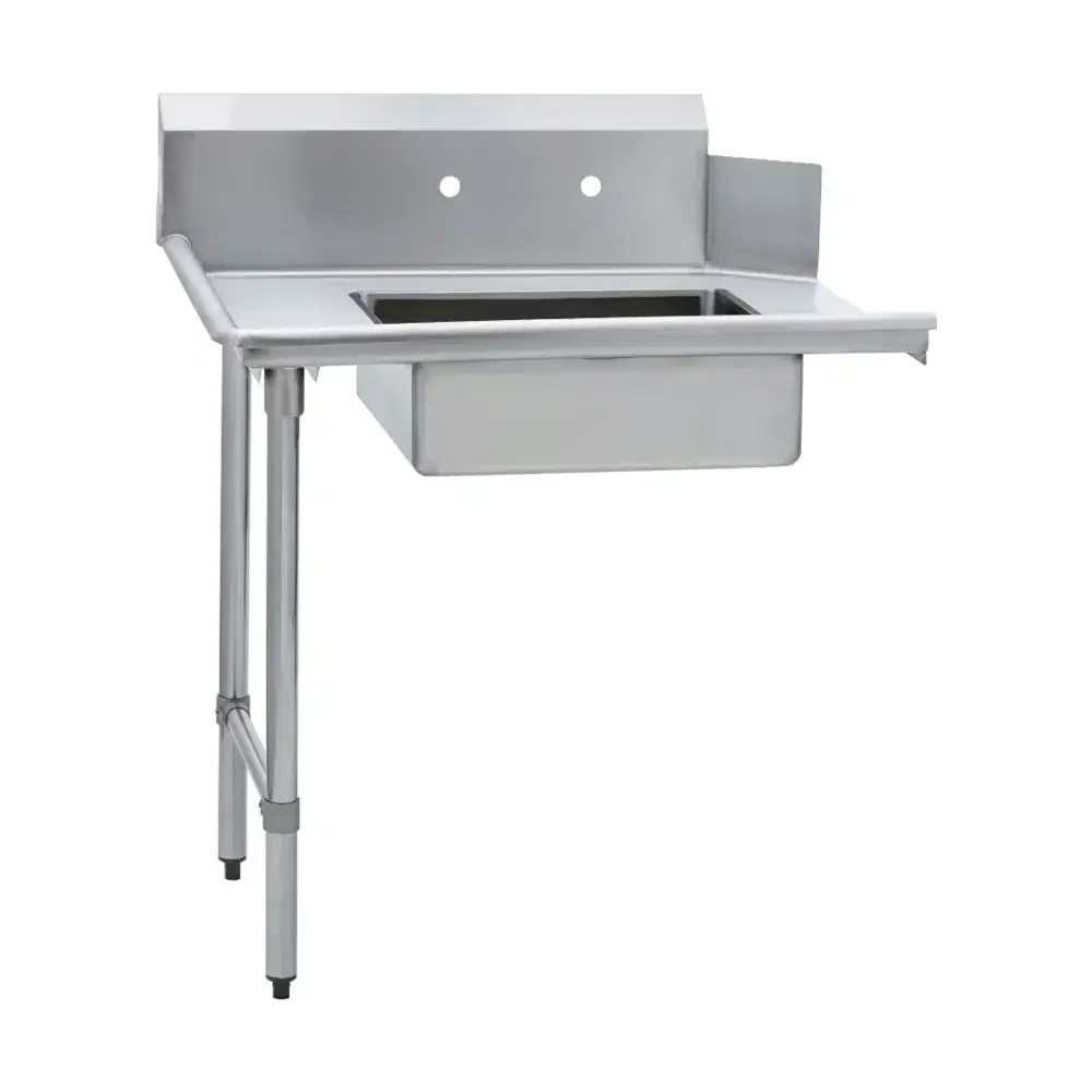 Prepline 30"D x 36"L Soiled Dishtable with Pre-Rinse Sink, Left Side, 304 Stainless Steel, 18 Gauge, 10" Backsplash