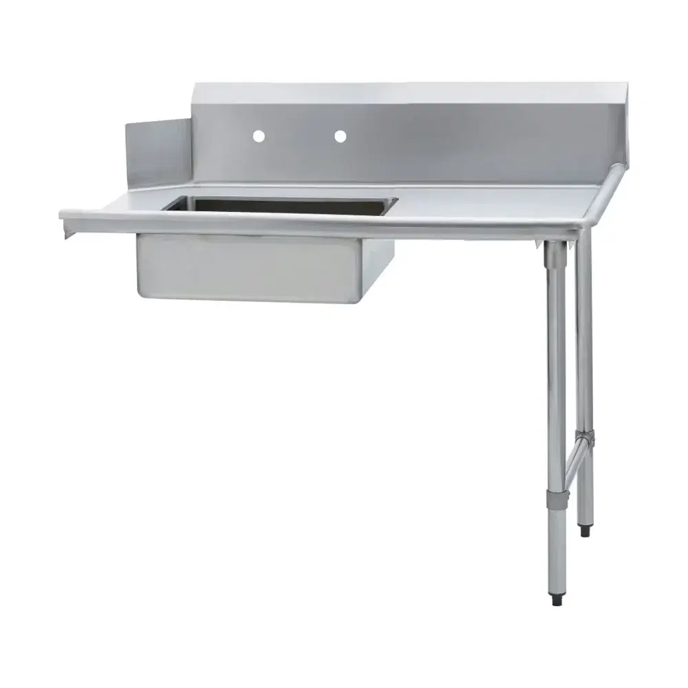 Prepline 30"D x 48"L Soiled Dishtable with Pre-Rinse Sink, Right Side, 304 Stainless Steel, 18 Gauge, 10" Backsplash