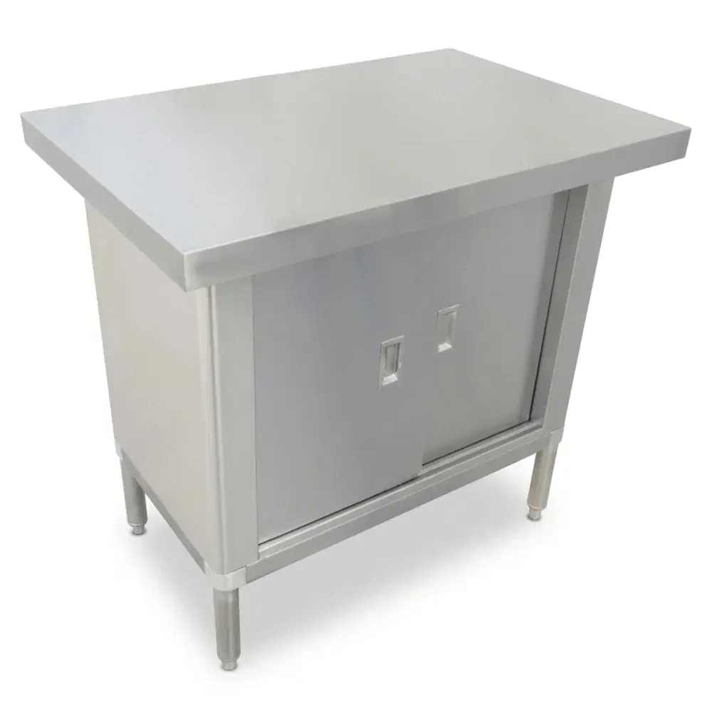 ProKitchen Series 24" x 36" Enclosed Base Worktable with Sliding Doors, 304 Stainless Steel