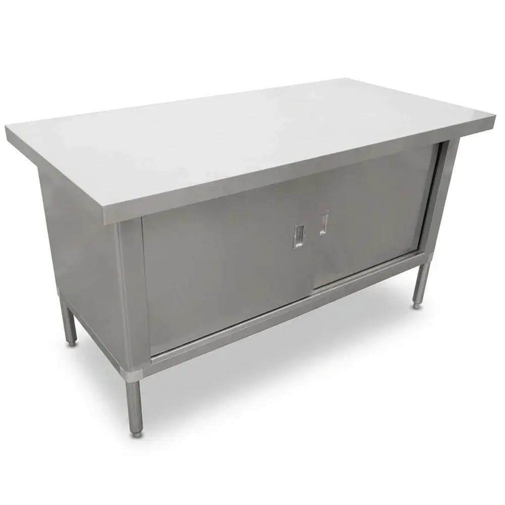 ProKitchen Series 24" x 60" Enclosed Base Worktable with Sliding Doors, 304 Stainless Steel