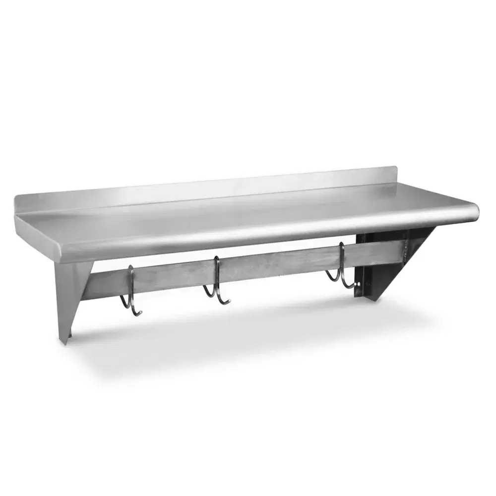 ProKitchen Series 14" x 36" Stainless Steel Wall Mounted Shelf with Pot Rack