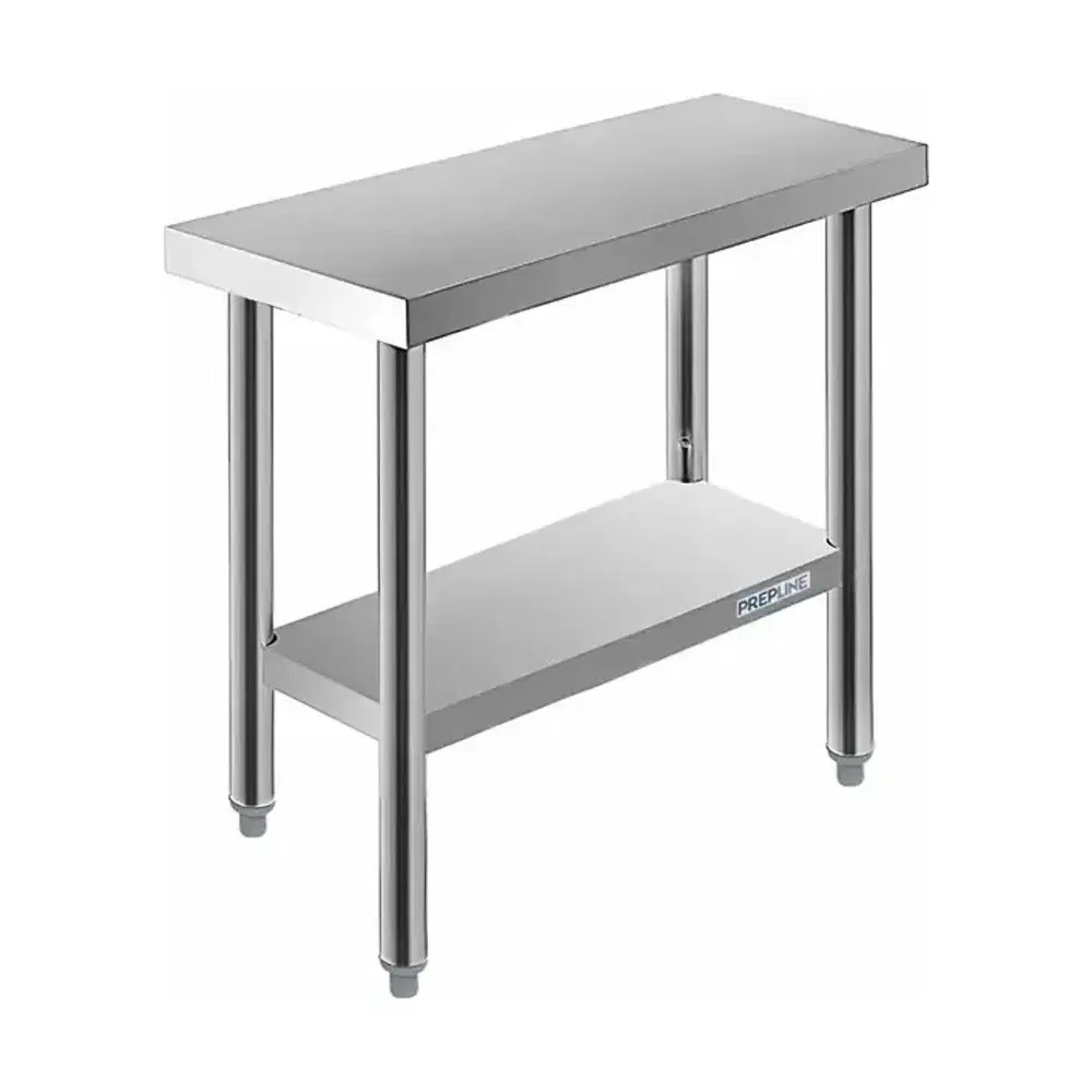 Prepline 14" x 24" 18 Gauge 430 Stainless Steel Work Table with Undershelf
