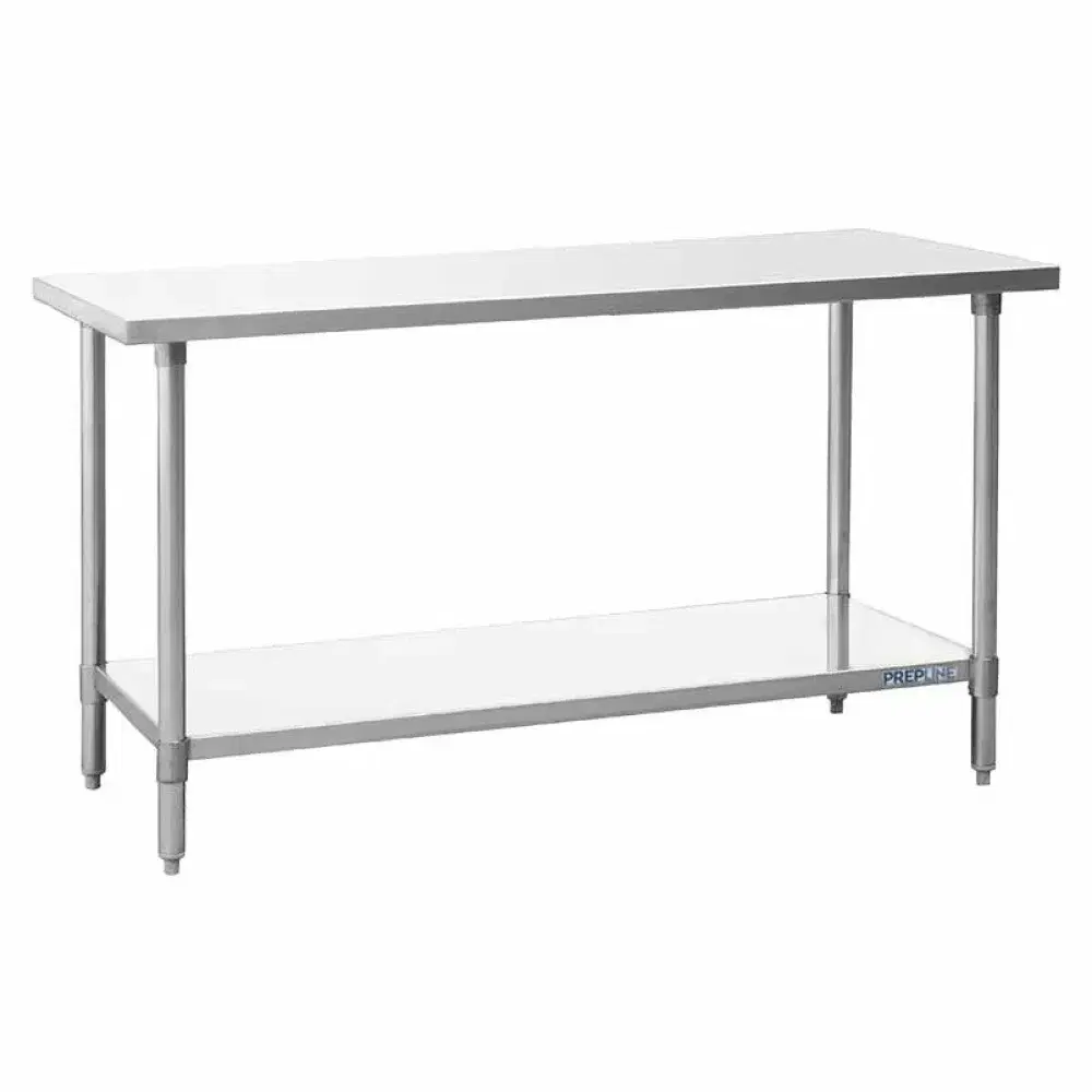 Prepline 14" x 48" 18 Gauge 430 Stainless Steel Work Table with Undershelf
