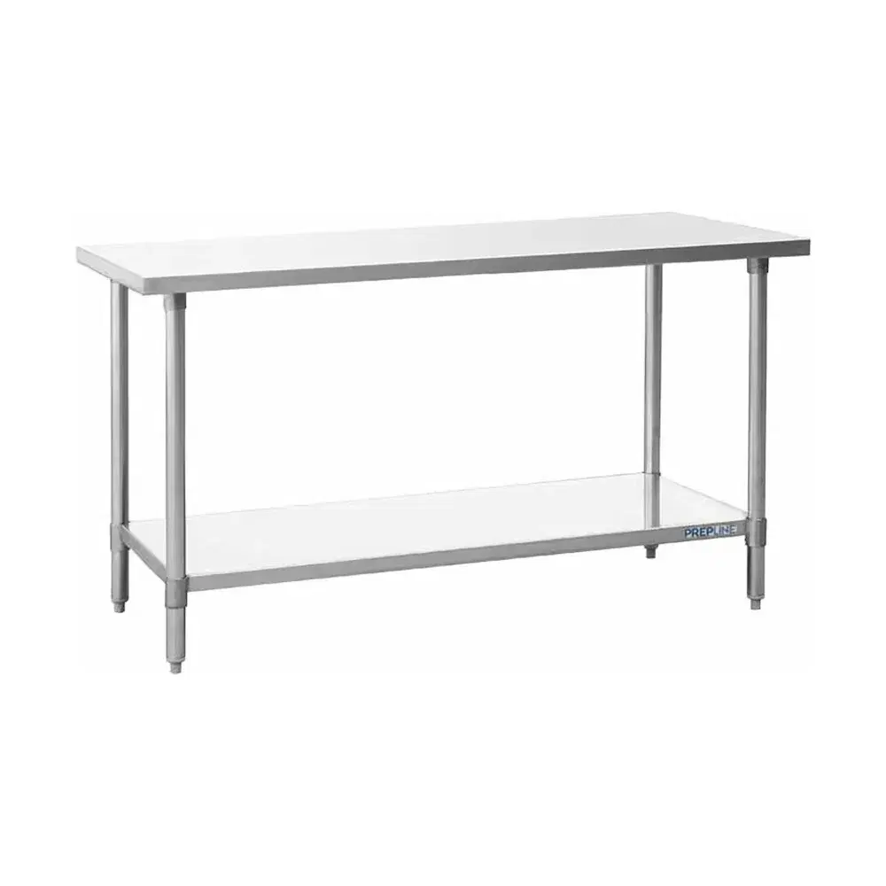 Prepline 14" x 60" 18 Gauge 430 Stainless Steel Work Table with Undershelf