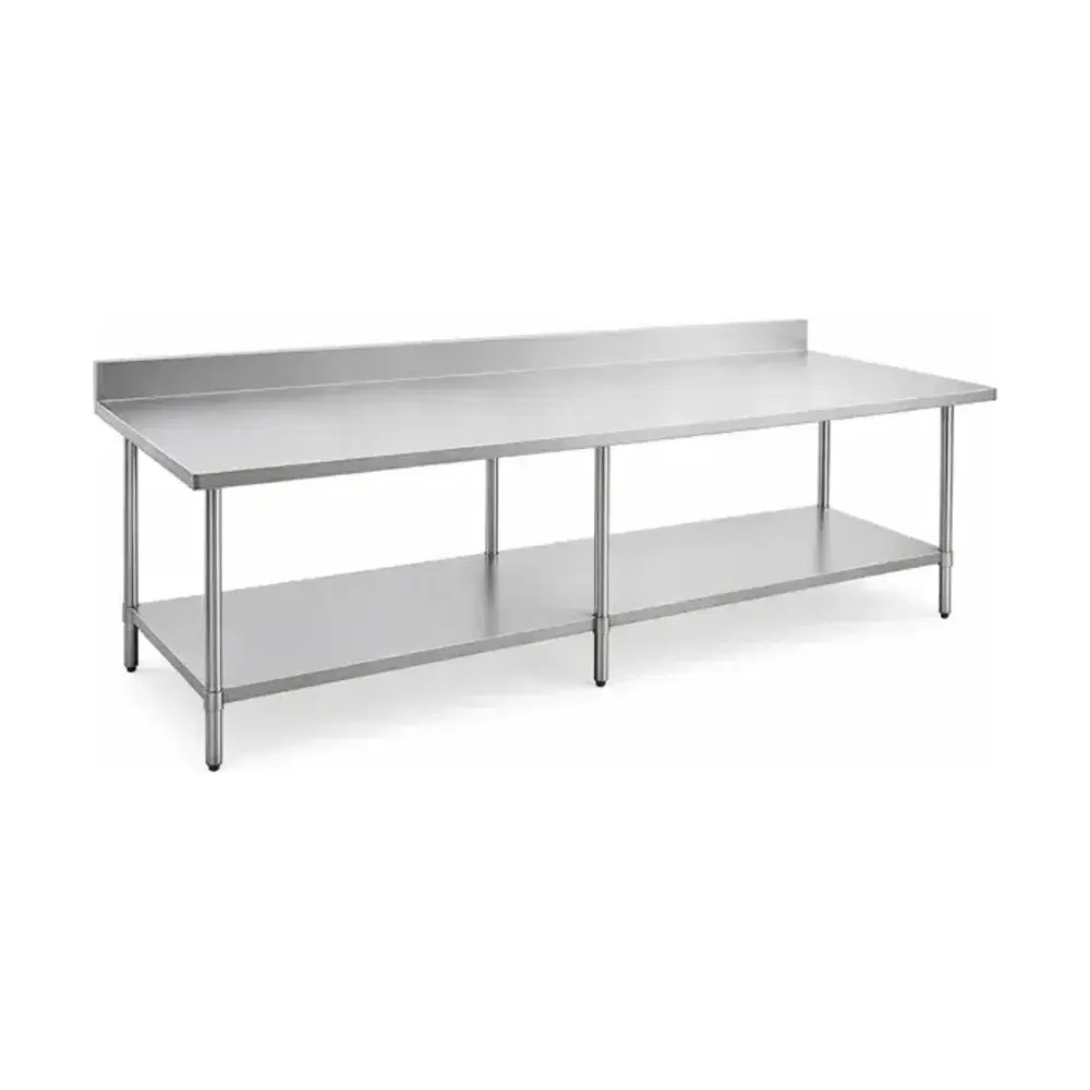 Prepline 24" x 84" Stainless Steel Worktable, 18 Gauge, Undershelf with 4" Backsplash