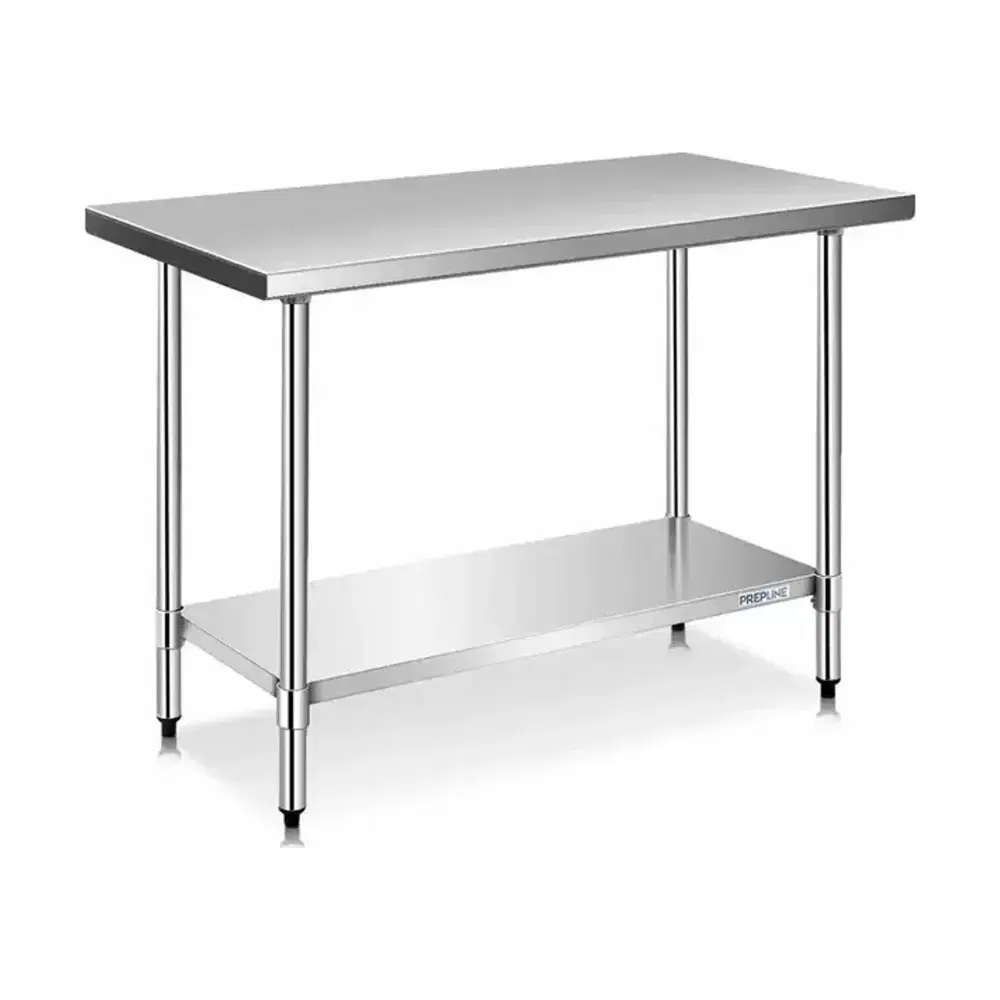 Prepline 30" x 36" 18 Gauge 430 Stainless Steel Work Table with Undershelf