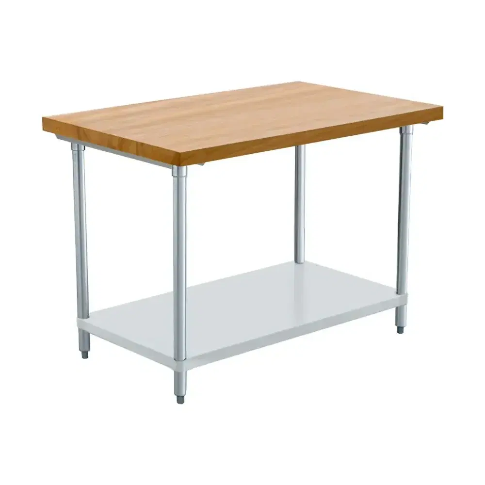 Prepline 30" x 48" Maple Top Work Table, 18 Gauge Galvanized Undershelf