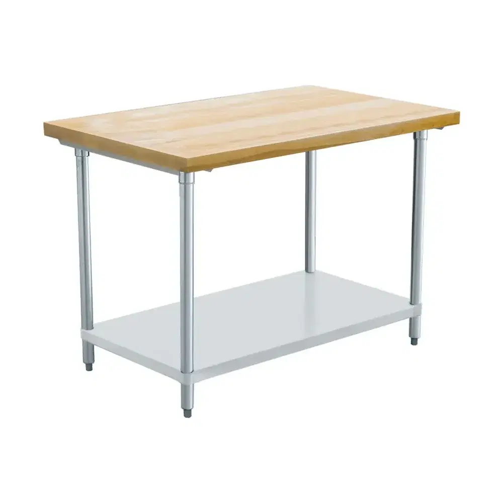 Prepline 30" x 48" 18 Gauge 430 Stainless Steel Work Table with Undershelf