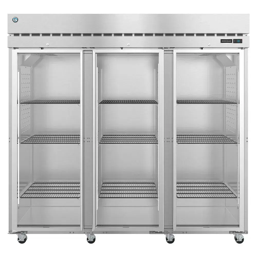 Hoshizaki R3A-FG 83" Steelheart Series Reach In Refrigerator, 3 Section, Stainless Steel, 3 Left/Right Hinge Glass Doors, 115v