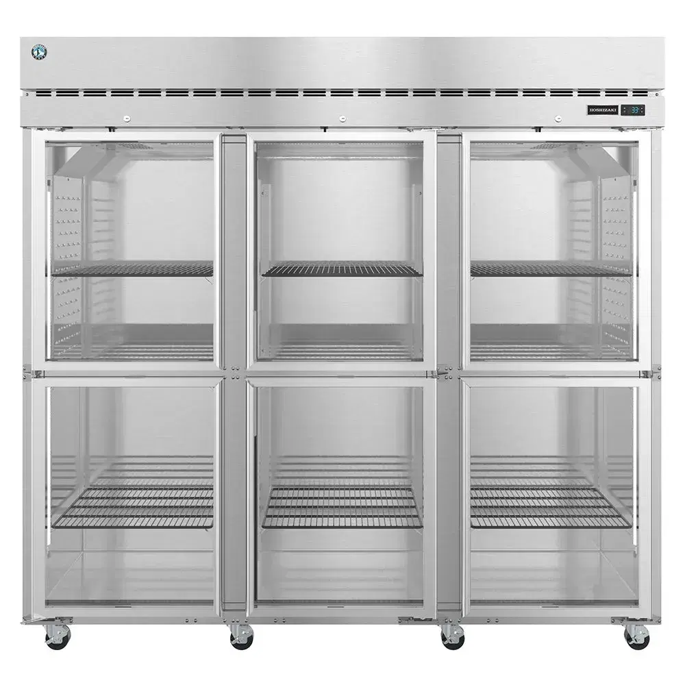 Hoshizaki R3A-HG 83" Steelheart Series Reach In Refrigerator, 3 Section, Stainless Steel, 6 Left/Right Hinge Glass Doors, 115v