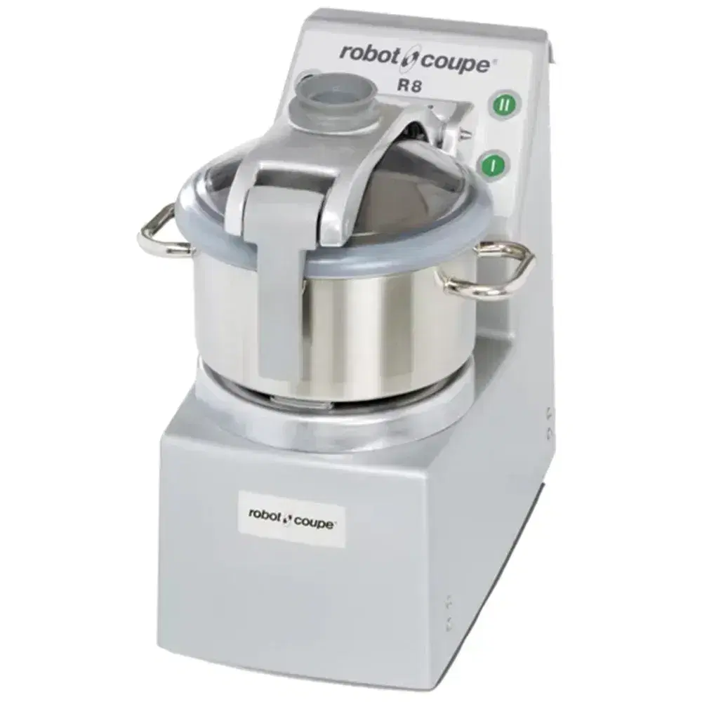 Robot Coupe space-saving stainless batch bowl food processor with mini bowl, perfect for small-batch sauces, purees, and emulsions in kitchens.