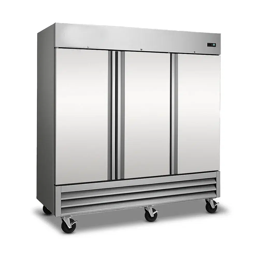 Serv-Ware RF3-HC 81" Reach-In Freezer, 3 Solid Doors, Stainless Steel, 230v/1ph, 72 cu.ft.