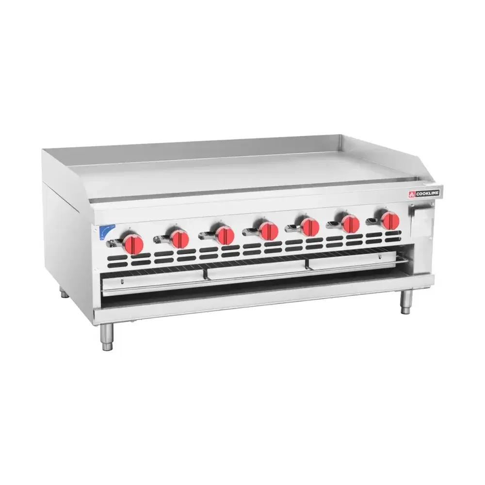 Cookline 48" Countertop Gas Raised Griddle Broiler Combo, 7 Burners, Manual, 126,000 BTU - Convertible