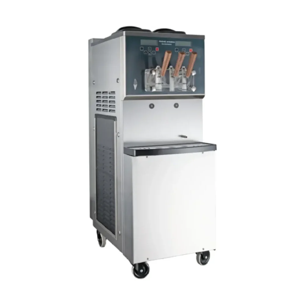 Pasmo America S970F-TLAP4 Soft Serve Freezer, 2+1 Twist Flavors, Air Cooled, Floor Model, Air Pump, 55 L/Hr, 220V