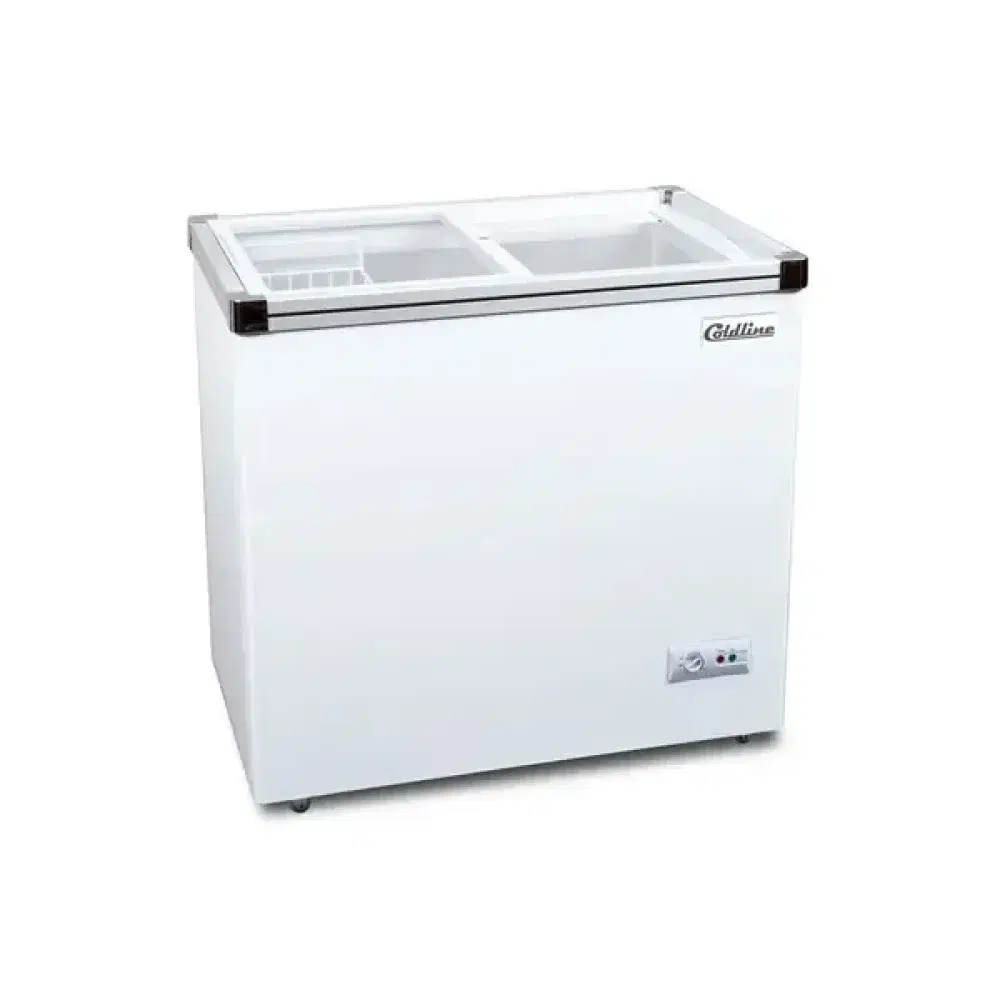 Coldline 34" Ice Cream Freezer, 7 Cu. Ft, Flat Glass Top, 2 Baskets, 1 Year Warranty