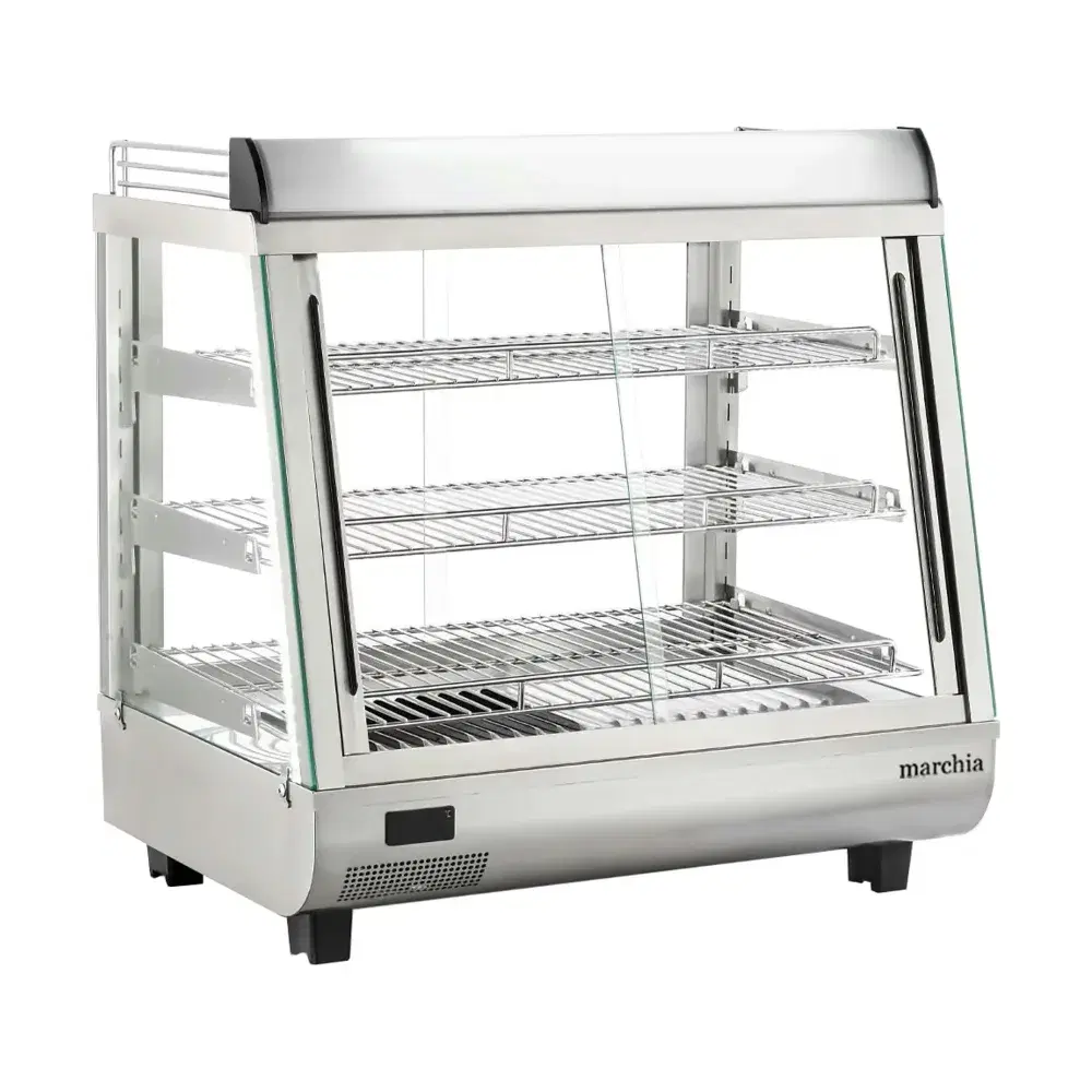 Marchia 27" Dual Access Heated Countertop Display, Stainless Steel, 120V, 1-Year Warranty