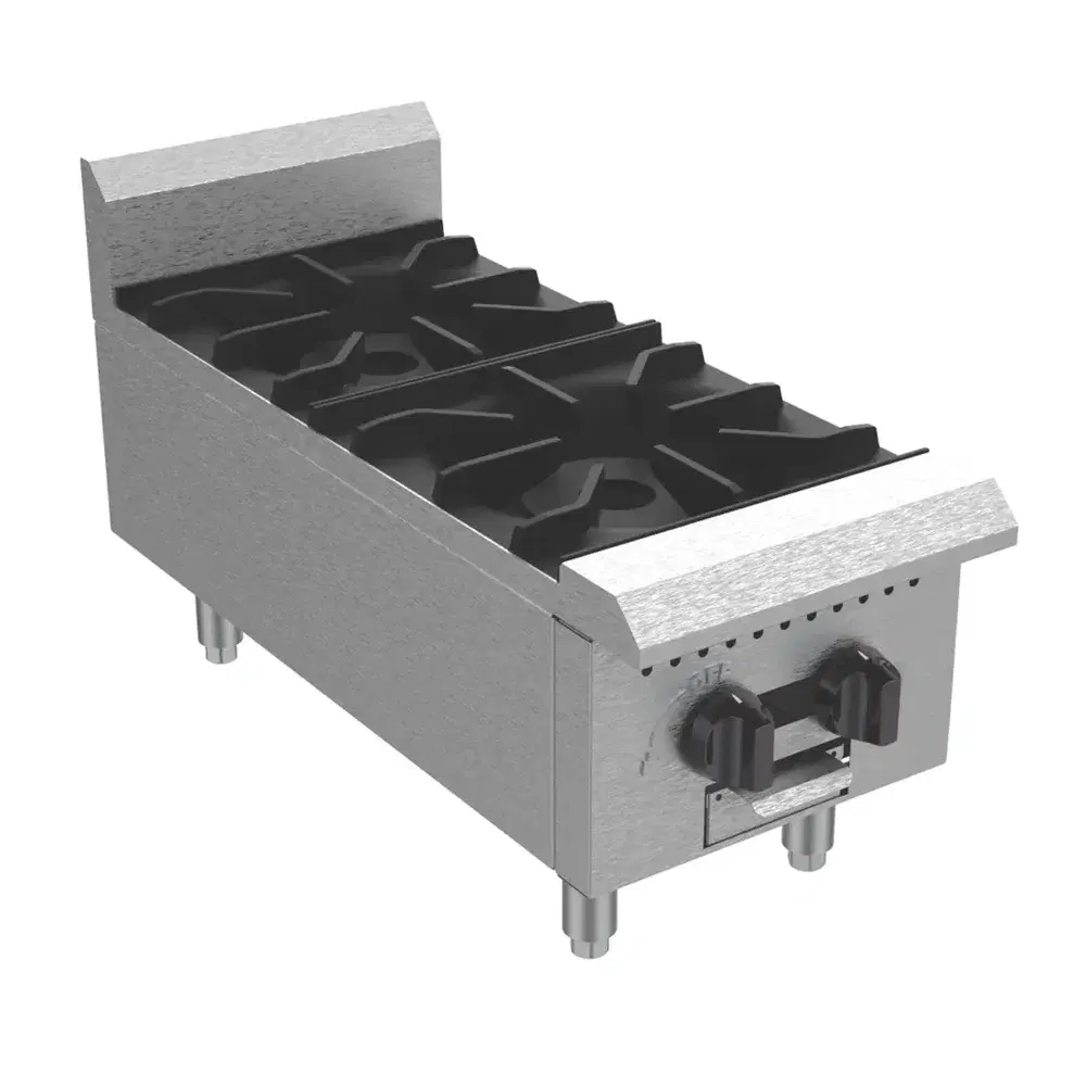 Serv-ware SHPS-12-SA 12" Gas Countertop Hotplate, 2 Burners, Stainless Steel, 50,000 BTU
