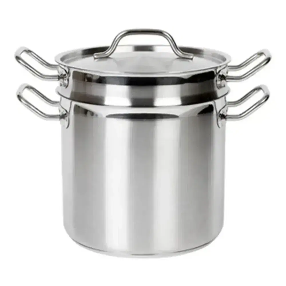 Thunder Group SLSPC020 20 Qt Stainless Steel Pasta Cooker with 12-3/8" Diameter Pot and 12-1/2" Diameter x 3/4" Thick Lid