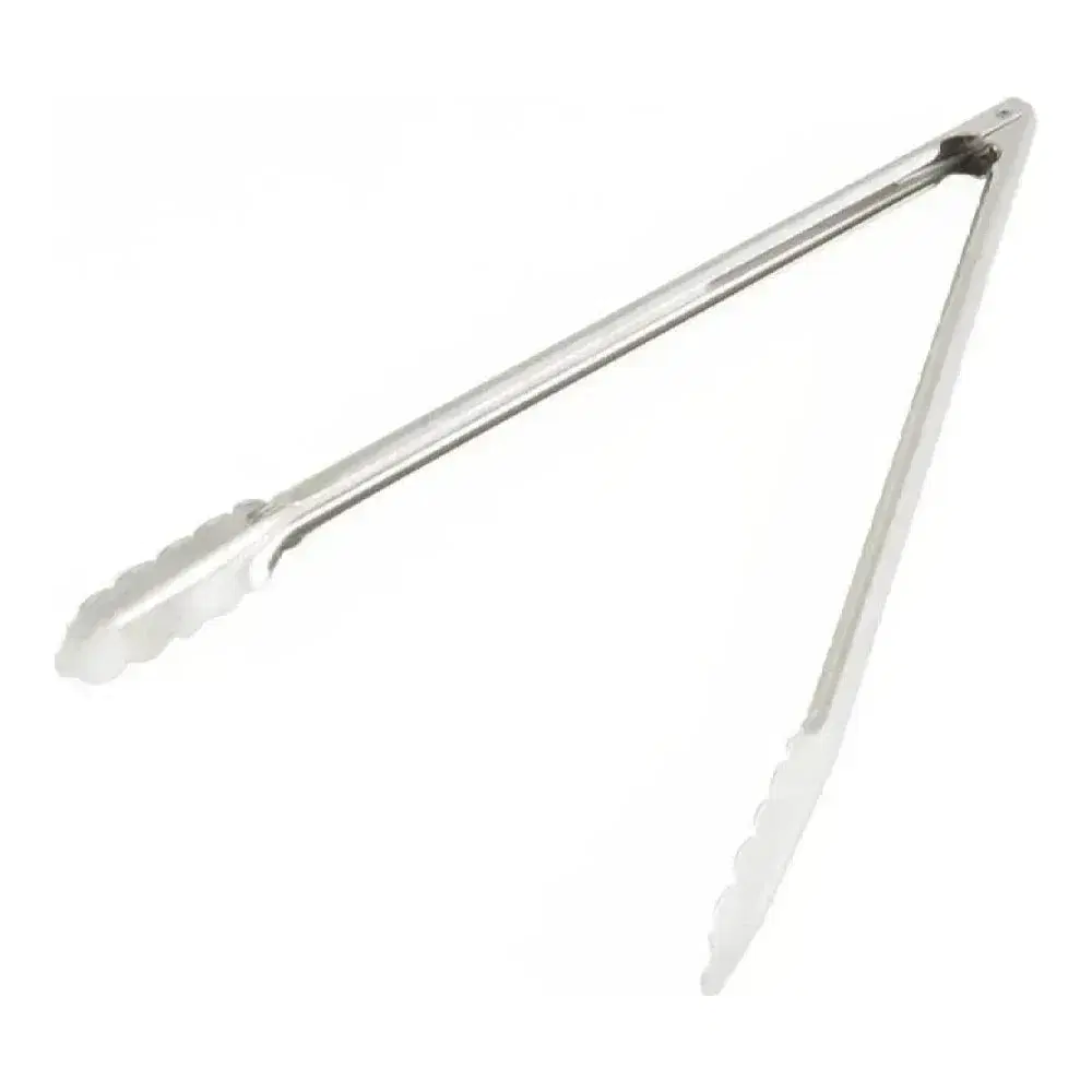 Thunder Group SLTHUT012 12" Flat Sprig Utility Tong with Locking Ring, Stainless Steel