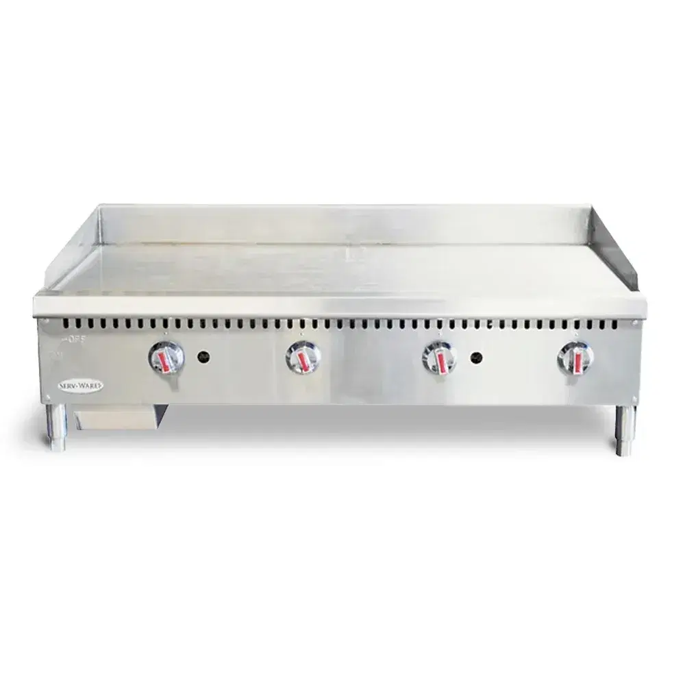 Serv-Ware SMGS-48 48" Manual Griddle with 4 Burners, Stainless Steel, Gas, 30,000 BTU/H