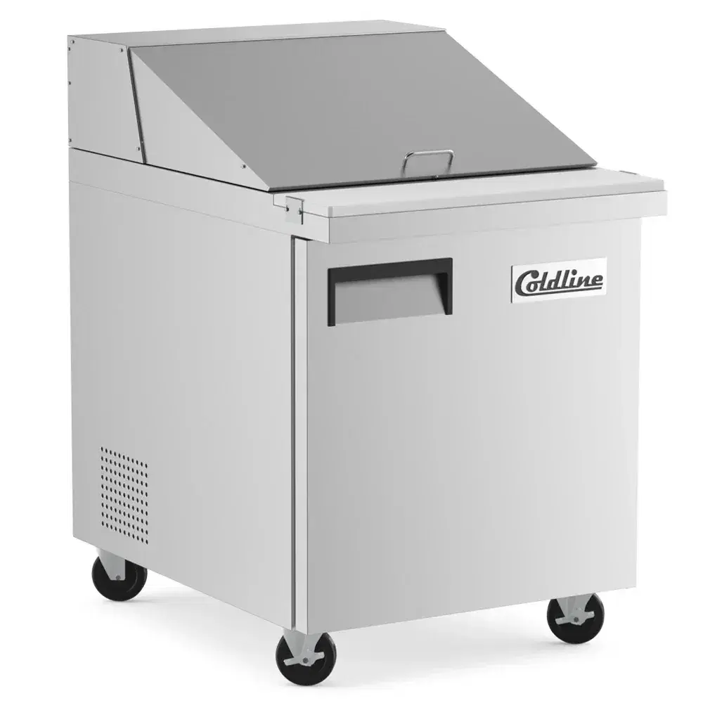 Coldline 27" Mega Top Sandwich / Salad Prep Table, Stainless Steel, 1 Door, 12 Pans, 1 Year Warranty