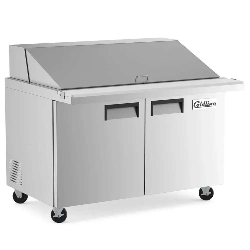 Coldline 48" Mega Top Sandwich / Salad Prep Table, Stainless Steel, 2 Door, 18 Pans, 1 Year Warranty